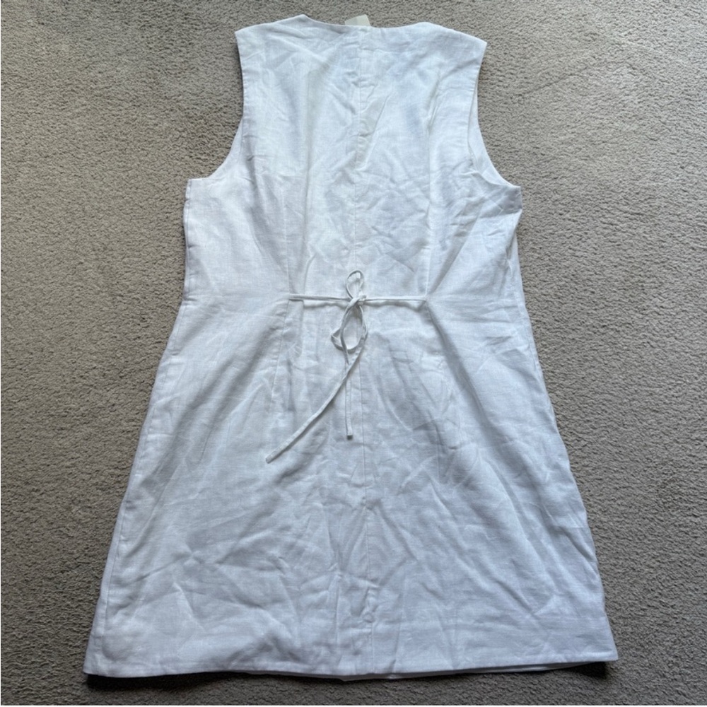 NWT Abercrombie & Fitch Mara Linen Blend Mini Dress Button Up White Sleeveless L - Picture 6 of 6